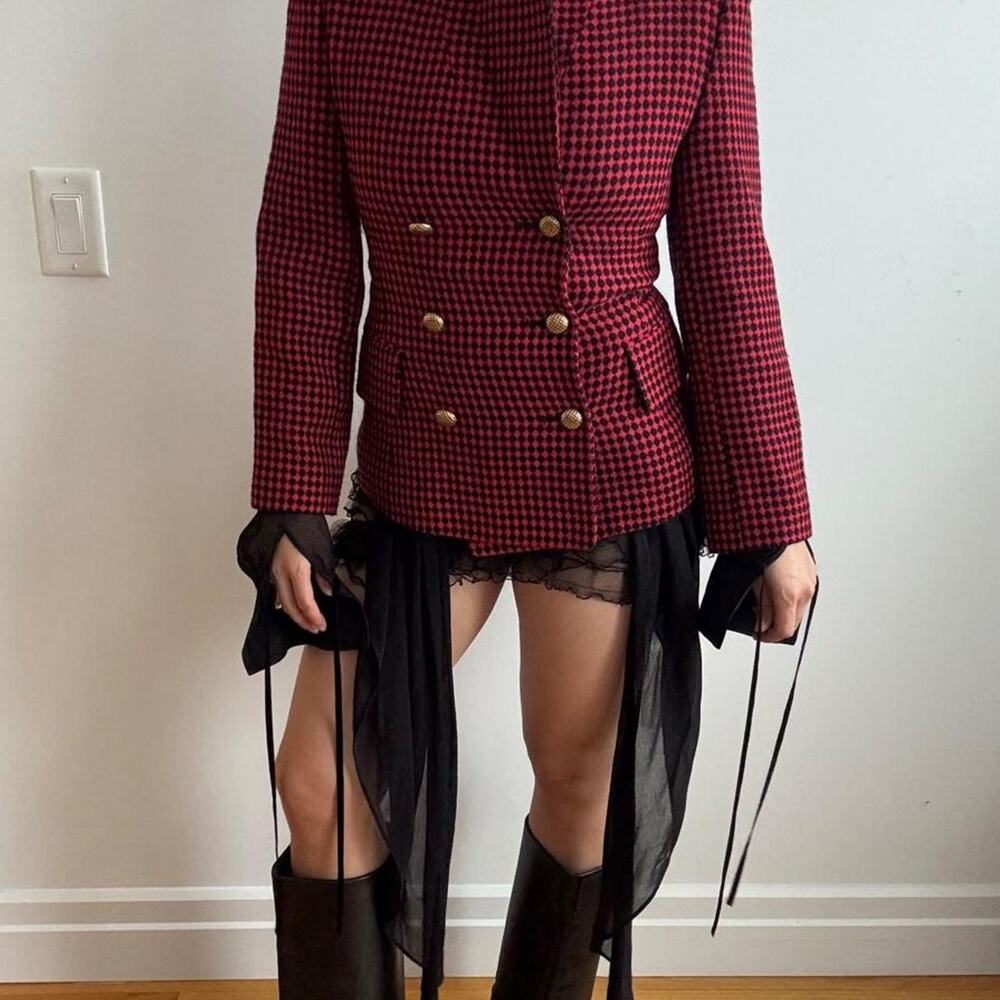 Vintage Episode red and black houndstooth jacket